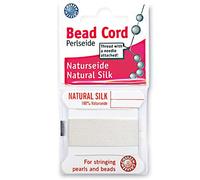 Cordon de perles en soie Griffin Perlseide - Blanc - Taille 0 (0,30 mm) - 2 mètres par carte - Aiguille en acier inoxydable attachée - pour nouer des perles, des pierres précieuses, des cristaux et