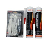Cordon de poêle Ø 10 mm 2 m + colle + mastic de four W-1000 + colle vermiculite résistante à la chaleur jusqu'à 1000 °C