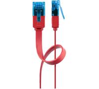 Cordon de raccordement CAT 6a - goobay - 1 m - moulé, plat, serre-câble - Rouge
