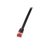 LogiLink SlimLine - Cordon de raccordement - RJ-45 (M) pour RJ-45 (M) - 20 m - U/FTP, PiMF - CAT 6a - moulé, sans crochet, plat - noir
