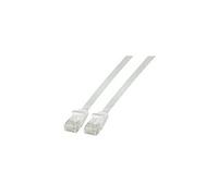 - Cordon de raccordement - RJ-45 (M) pour RJ-45 (M) - 2 m - UTP - CAT 6a - moulé, plat - blanc