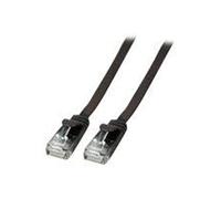 - Cordon de raccordement - RJ-45 (M) pour RJ-45 (M) - 25 cm - UTP - CAT 6a - moulé, plat - noir