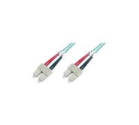 DIGITUS DK-2522-10/3 - Câble À Fibre Optique OM3 - 10 m - ST à SC - Câble Fibre Optique Duplex - 1/10/40/100 Gbit/s - MM Multimode LAN - Type De Fibre : 50/125 - Turquoise (Aqua)