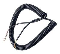 Cordon de ressort bouclé de main Flex enroulé, Cordon spiralé rétractable 6 conducteurs 24 AWG noir 1,25 à 3,75 mètres(Stretch 1.25 Meter)