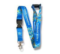 Cordon de sensibilisation à la démence avec inscription « I Have Dementia Please Be Patient » - Bleu