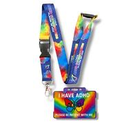 Cordon de sensibilisation au TDAH, « I Have ADHD Super Powers, Please Be Patient » avec carte de sensibilisation imprimée assortie, porte-cartes violet