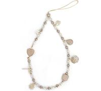 Cordon De Téléphone Portable Avec Bijou Et Dragonne En Cristal Beige Anti-Perte - Étui Pendentif Chaîne, 1 Pièce.[M536]