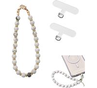 Cordon de téléphone portable avec perles d'améthyste,pendentif pour téléphone portable avec pierre naturelle universelle avec entretoise transparente,cordon de protection contre la chute et