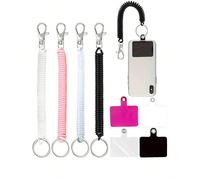 Cordon de téléphone portable avec tampon, dragonne élastique pour téléphone portable et attache anti-vol pour étui de téléphone, porte-clés à ressort spiral extensible, convient pour la randonnée en p