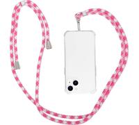 Cordon De Téléphone, Pour All Smartphones with 1 Universal Patch, Phone Strap, Phone Chain Pour All Standard Mobile Phone Cases, Rose Rouge Blanc