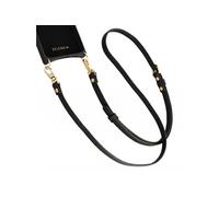 Cordon de téléphone Real Leather Crossbody Cuir véritable Noir Ajustable Universel avec 2 pads