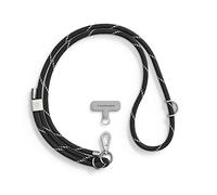 Cordon de téléphone tressé (Adaptateur pour lanière de téléphone inclus) RHINOSHIELD | Cordon résistant et ajustable, boucle supplémentaire pour accrocher des accessoires - Noir Cosmique