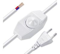 Cordon d'extension Blanc avec Interrupteur variateur Rotatif, 1,5 m 1,25A 220V - 240V 100W, Cordon de Lampe avec Interrupteur, Compatible avec Les Ampoules LED, halogènes et incandescents gradables