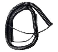 Cordon d'extension électrique à ressort spiralé flexible et bouclé - Noir - 5 noyaux - Câble en spirale télescopique avec noyau en cuivre - Élastique et rétractable (extensible - 2,5 m)
