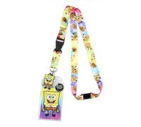 Cordon d'identification avec porte-badge amovible et autocollant de collection Bob l'éponge et Patrick Riding Krabby Patties