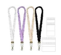 Cordon élastique pour badges d'identité, cordons pour enseignants | Lot de 4 porte-badges en acrylique - Longs cou - Lanière pour femme - Porte-cartes, porte-clés, portefeuille, multicolore E