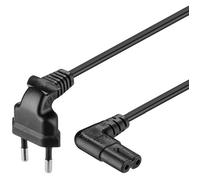 Goobay 56587 Câble d'alimentation prise EU type C vers prise double femelle type C7, coudé des deux côtés/ pour television, ps5, frigo, Samsung, Apple TV, aspirateur, etc. / 0,3 m / noir
