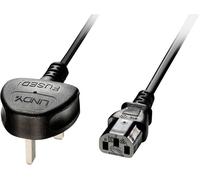 Cordon électrique LINDY alimentation [1x mâle anglaise - 1x Secteur femelle C13] 3.00 m noir