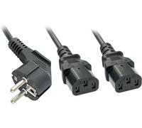 Cordon électrique LINDY alimentation [1x Prise mâle + contact de protection - 2x Secteur femelle C13] 2.00 m noir