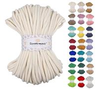 Cordon en Coton 9 mm 50 m - Fil de Macramé Tressé Avec Noyau - Plusieurs Couleurs pour Crochet et Sac (Écru)