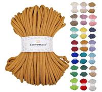 Cordon en Coton 9 mm 50 m - Fil de Macramé Tressé Avec Noyau - Plusieurs Couleurs pour Crochet et Sac (Moutarde)