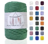 Cordon en coton Benetton monobrin Makromecity (3 mm x 328 pieds) pour macram , art et artisanat, tentures murales, porte-cl s (Benetton vert)