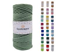 Cordon en Coton de 3 mm, 100 m, 46 Couleurs - Macramé Tressé, Fil de Qualité Supérieure (Sauge)