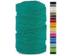Cordon en coton naturel avec noyau en coton, 5 mm, 100 m, idéal pour macramé, articles de jardin en macramé, loisirs créatifs, turquoise