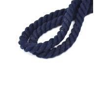Cordon en coton naturel pour macramé - 8 mm - Fait à la main - 3 brins torsadés en coton pour suspension murale, emballage cadeau, bricolage et tricot (bleu marine, 10 m)
