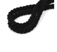 Cordon en coton naturel pour macramé coloré de 8 mm, fait à la main, 3 brins torsadés en coton pour suspension murale, emballage cadeau, loisirs créatifs et tricot (noir, 100 m)