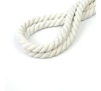 Cordon en coton naturel pour macramé coloré de 8 mm, fait à la main, 3 brins torsadés en coton pour suspension murale, emballage cadeau, loisirs créatifs et tricot (blanc, 100 m)