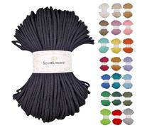 Cordon en coton tressé 5 mm 100 m 46 couleurs - Cordon pour macramé - Fil de qualité supérieure - Sznurkomania (noir)