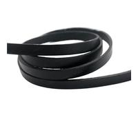 Cordon en cuir, Cordon en cuir plat en peau de vache véritable, multicolore, 8mm x 2mm x 1 mètre, for bijoux à faire soi-même(Black)