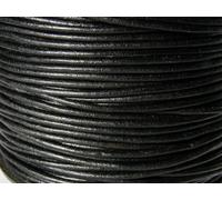 Cordon en cuir - Longueur : 10 m - Rond - 2 mm - Noir