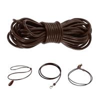 Cordon en Cuir Rond, 5m x 3mm Cordon en Cuirs Ceinture en Cuir, Masculine de Vachette Rond Cordons, Vintage Fil pour Chaînes, Ficelle pour Collier et Bracelet