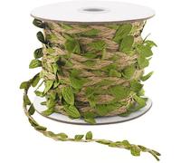 Cordon En Jute Naturel Avec Feuilles Artificielles, 5mm, Pour Emballage De Cadeaux, Fête À Thème Dans La Jungle, Jardin, 20m/66ft