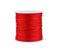 Cordon en Nylon satiné 100 M x 0.8mm Fil Perles Tissu Fils Rattail Satin Nylon Trim Cordon Chinois Noeud Satin RATT Fabrication de Bijoux Couture pour Collier Bracelet Perles Collier (Rouge