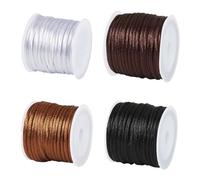 Cordon en nylon satiné pour perles, nœuds chinois pour bracelets d'amitié, colliers, fabrication de bijoux, pompons et loisirs créatifs - Noir - 42 m x 2 mm