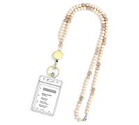 Cordon en perles de bois pour porte-badge, porte-clés et clés rétractables pour femme