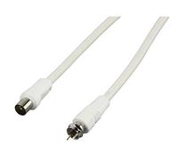 Cordon Fiche F vers fiche coaxiale mâle blanc 3m