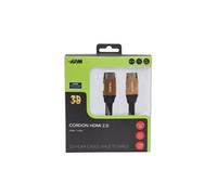 cordon hdmi 2. 0 ultra hd 4k ethernet - mâle/mâle - plug métal nylon bicolor - 1,8m