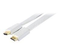 Cordon HDMI haute vitesse plat blanc - 1,8m