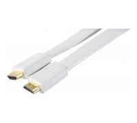 Cordon HDMI haute vitesse plat blanc - 1,8m