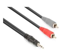 Cordon jack 3,5 mm stéréo - MARQUE - 2 x RCA mâle - 6 mètres - Flexible - Connecteurs métalliques