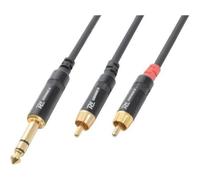 PD Connex Câble Audio Cordon Jack 6,35 Mâle Stéréo/2x RCA Mâle - 1,5m Noir