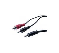 Cordon Jack stéréo 3.5mm male vers 2 RCA stéréo male noir 3 mètres