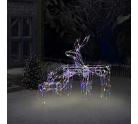 vidaXL Cordon Lumineux de Noël 3 pcs Rennes Ornement de Noël Décoration de Vacances Jardin Patio Arrière-cour Extérieur Balcon 229 LED Multicolore G