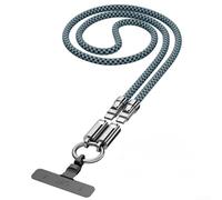 Cordon multifonctionnel 240 W à charge rapide pour téléphone, câble de données à bandoulière, portable, sécurité de voyage, cordon tour de cou anti-perte (120 cm, noir)