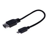Cordon OTG USB 2.0 micro B / type A (male-femelle) noir - 0,21m