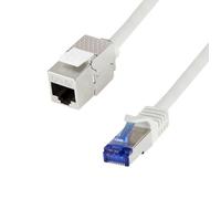 Cordon patch CAT6A S/FTP - Logilink - 20 m - Gris clair - Cat.6A A - 10 GBase-T - PoE, PoE+, PoE++ - RJ45 mâle